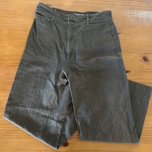 Apiece Apart, Linen Blend Straight Leg Pants, Olive Green, Size 4